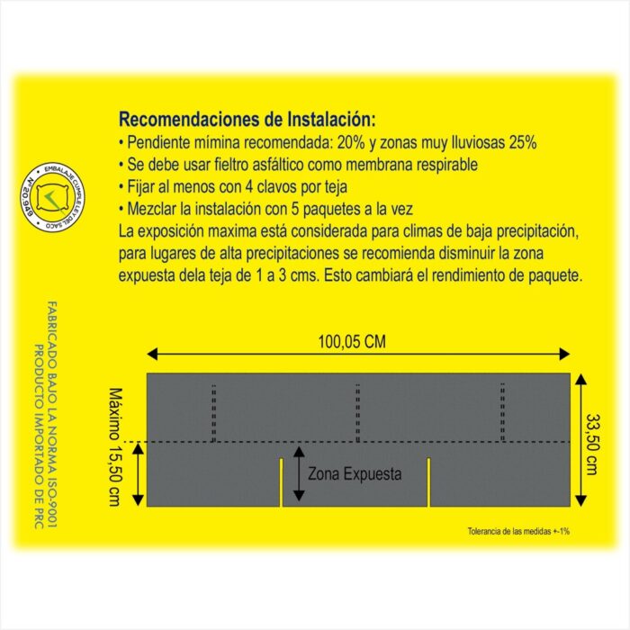 Teja Asfáltica Color Roja | Paq. 3M2 rendimiento - Imagen 2